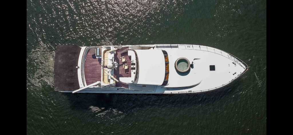 Aerial view of The Abraxas on water