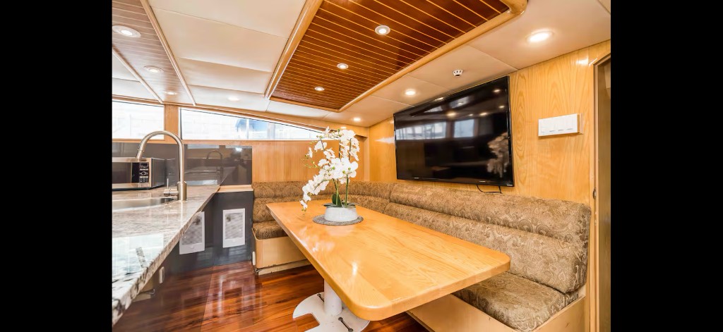 Dining area with comfortable booth seating