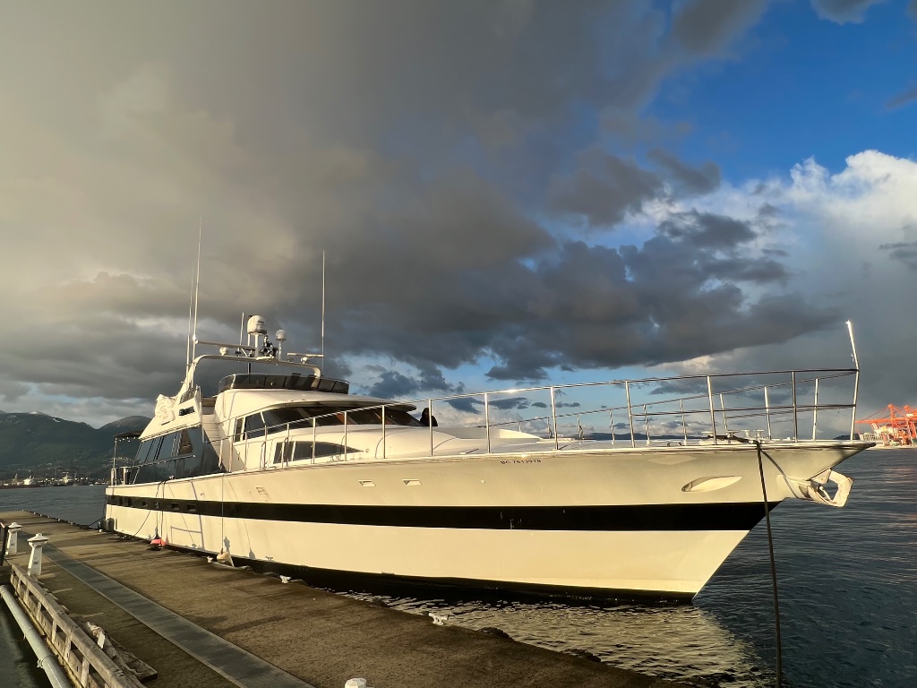 The Abraxas at marina with dramatic cloudy sky