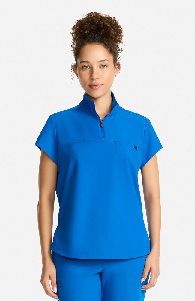 Bella Quarter-Zip Scrub Top - Slim-fit design with quarter-zip neckline