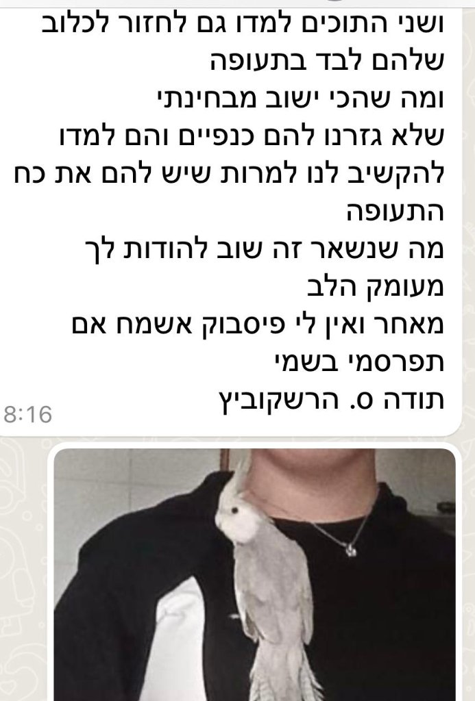 המלצת לקוח - תוכים