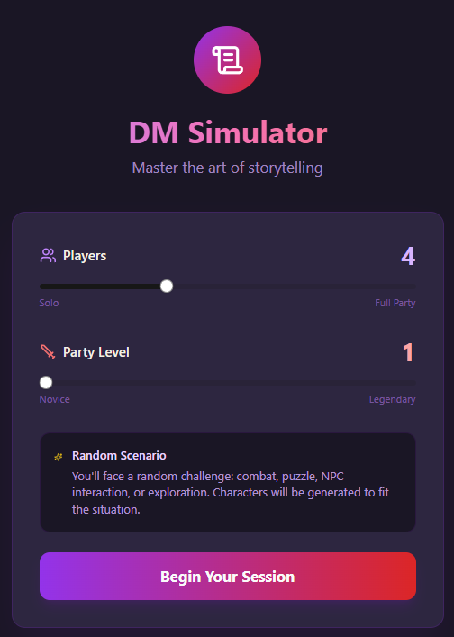 DM Simulation template preview