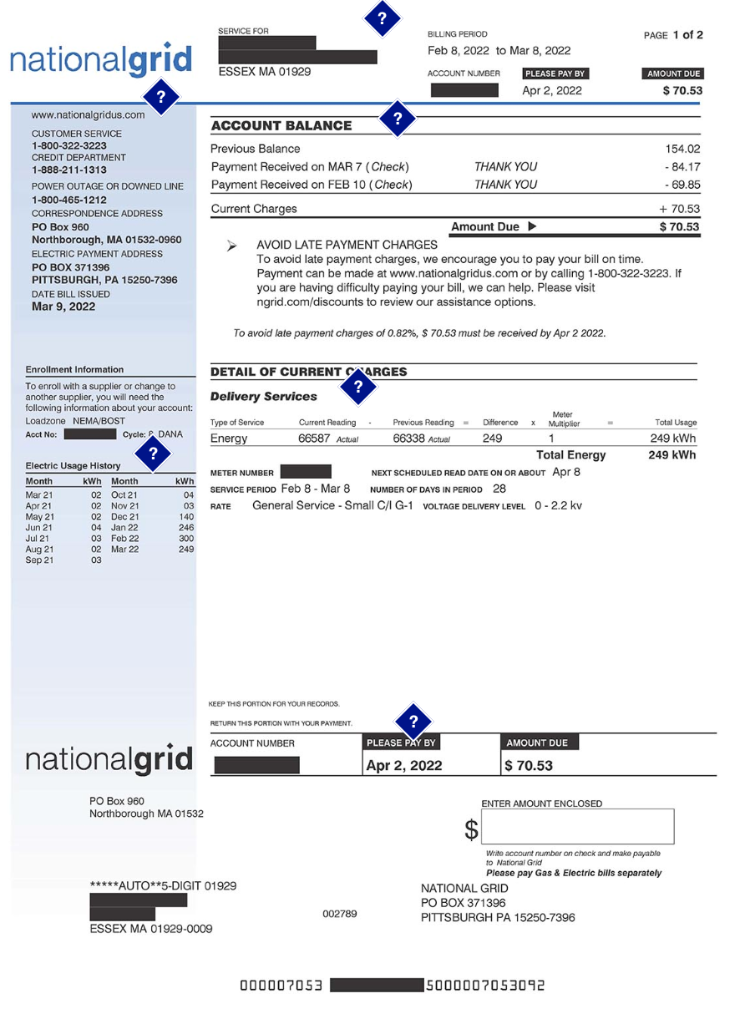 National Grid Bill Sample