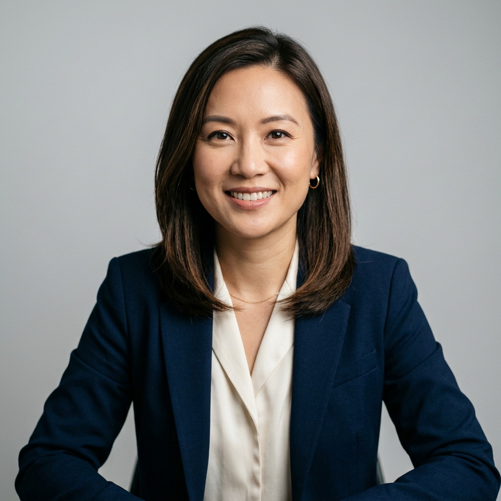 Professional headshots for accountants and CPAs displayed on a laptop screen beside accounting documents and a calculator in a modern office