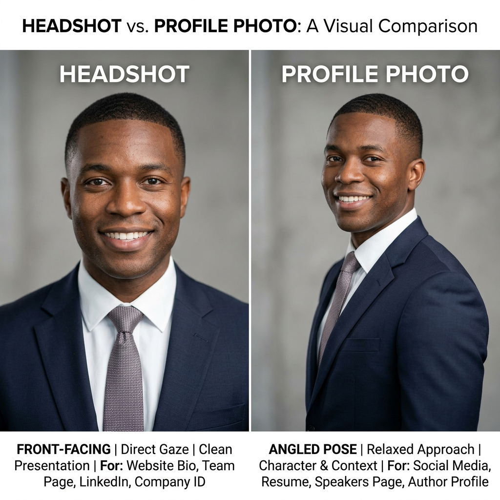 A side-by-side comparison of a professional headshot and a casual profile photo.