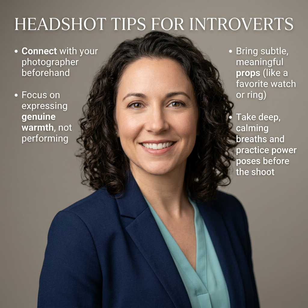 Introvert professional sitting calmly at home desk following headshot photography tips for introverts before an AI photo session