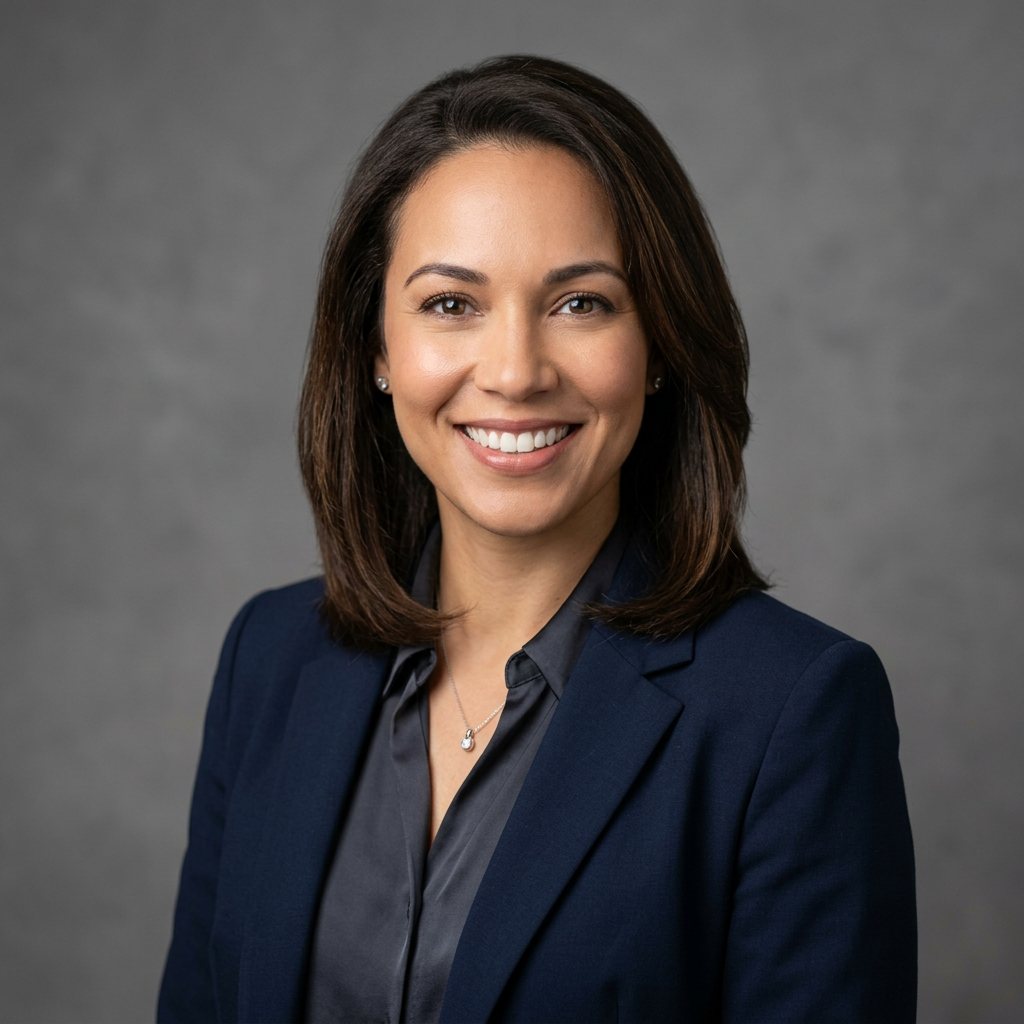 Professional headshots for speakers and thought leaders displayed on a laptop screen showing confident AI-generated portraits for a keynote speaker