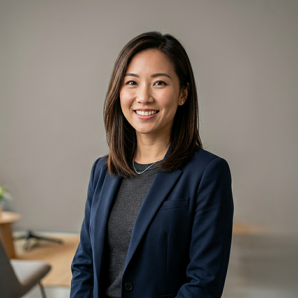 A tech worker showcasing a creative professional headshot with a modern background.