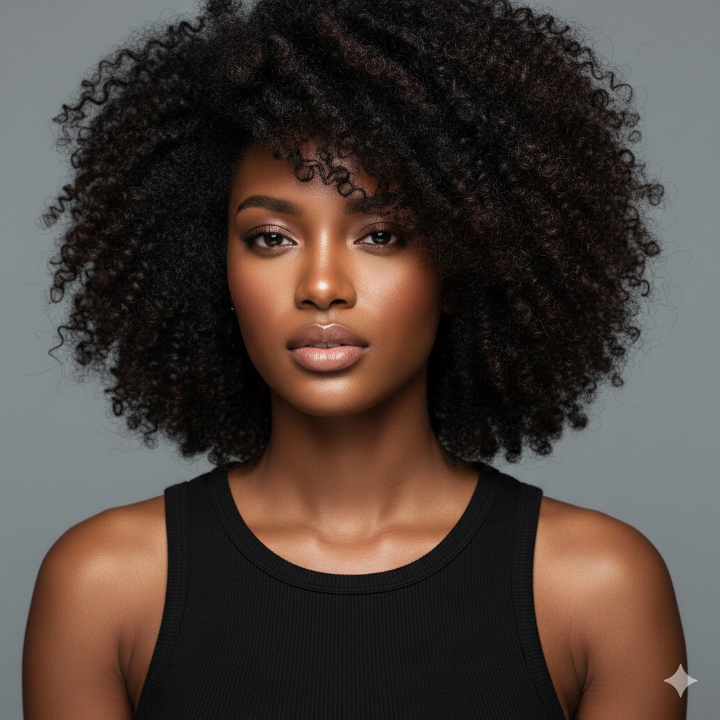 Side Part Curly Afro