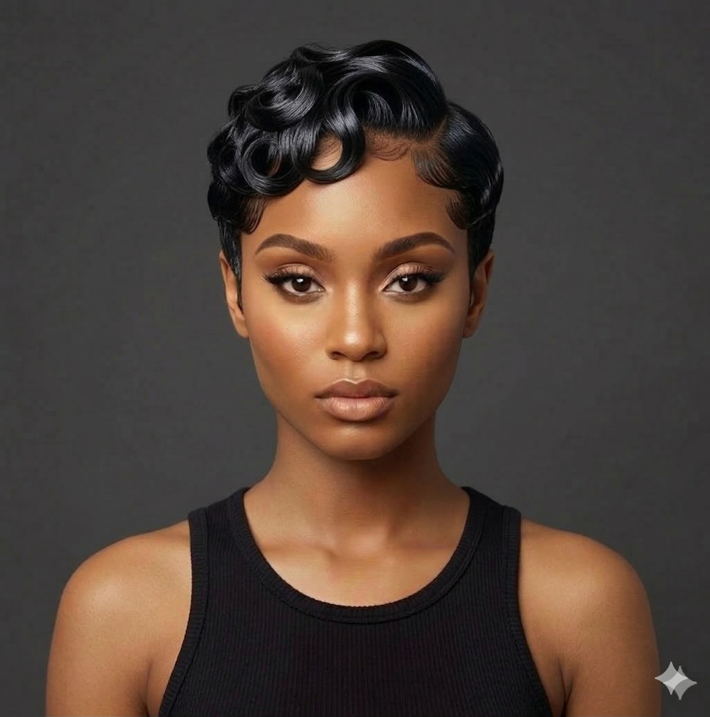 Tapered Pixie Cut With Silk Press