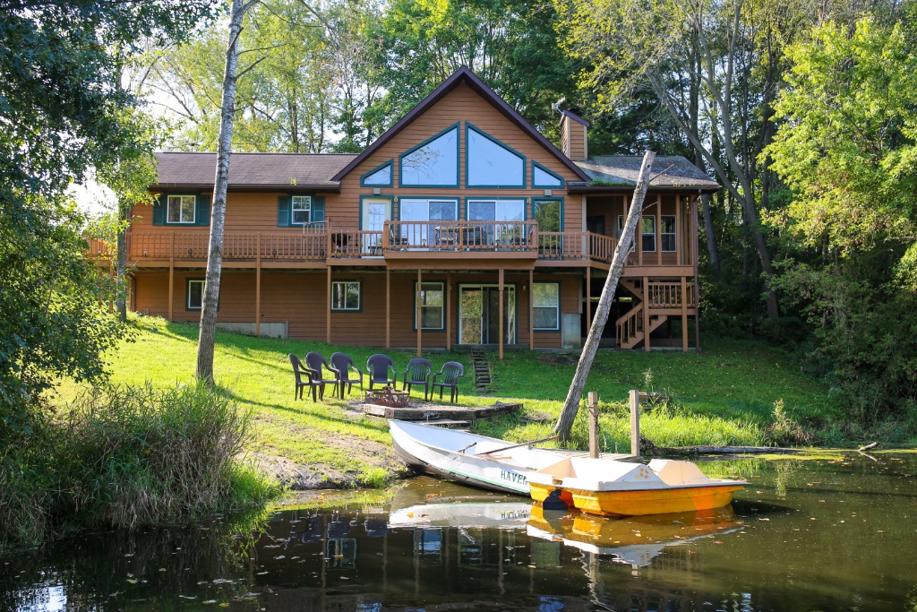 Lakeside cabin view