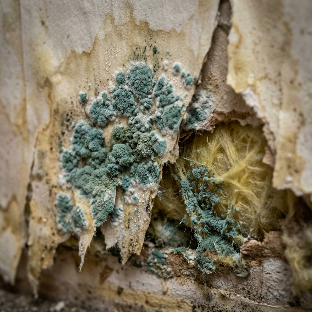 Penicillium blue-green mold on wallpaper