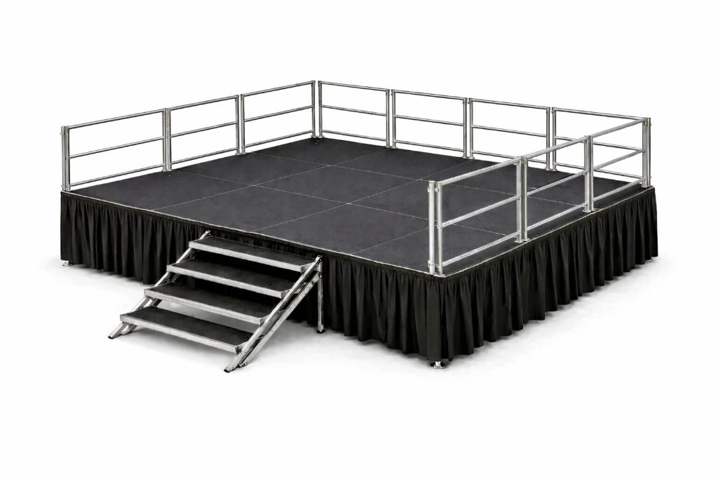 12' × 16' Stage Kit — Skirting + Stairs + Railings