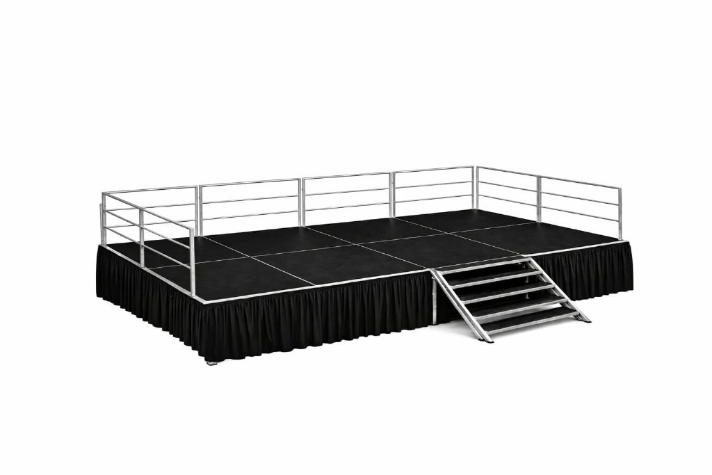 8' × 16' Stage Kit — Skirting + Stairs + Railings