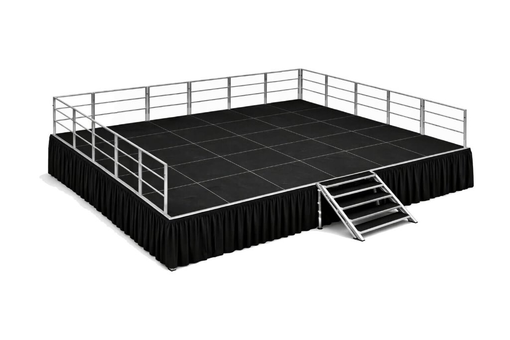 20' × 24' Stage Kit — Skirting + Stairs + Railings