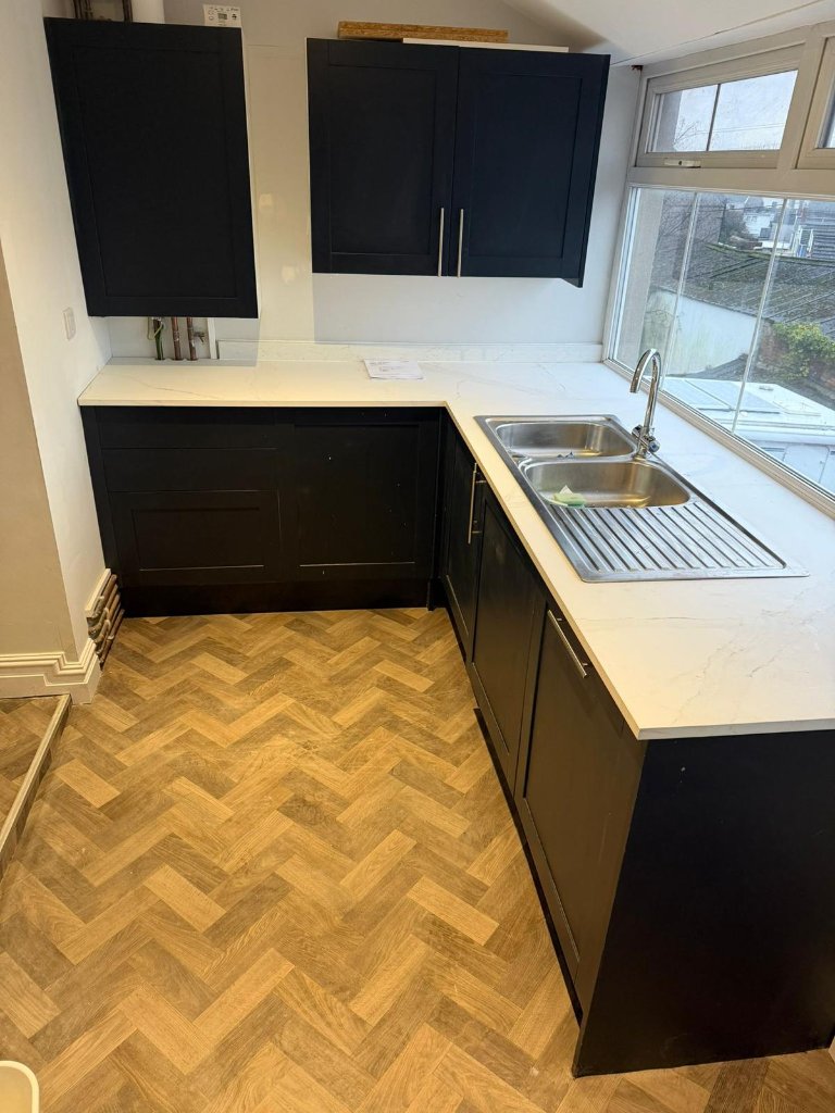 Walter Road — Second kitchen with marble worktops