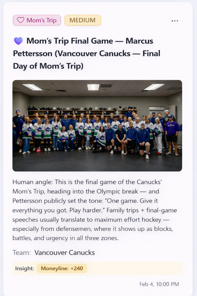 [Mom's Trip] Vancouver Canucks — Mom's Trip game.