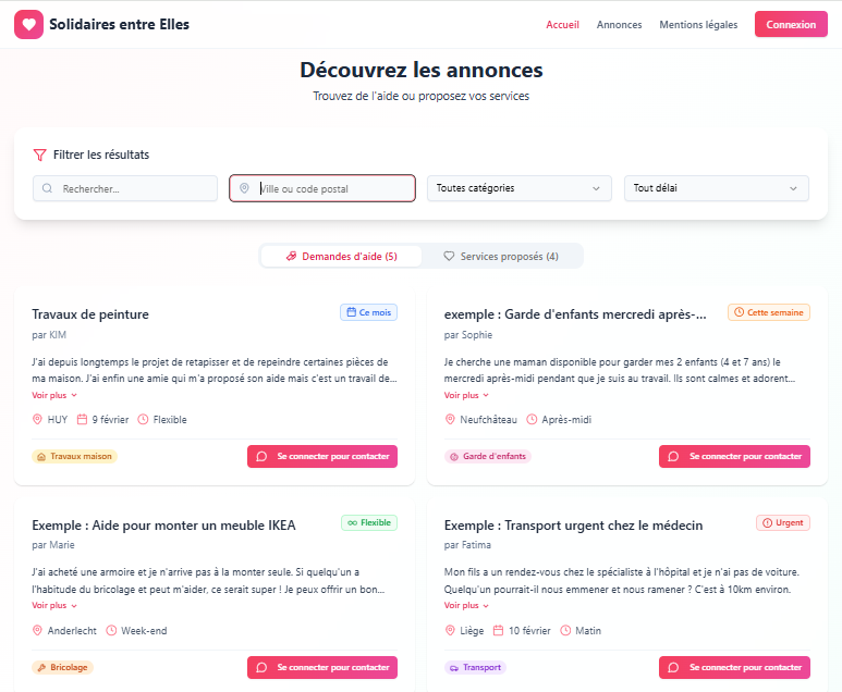 Site d'échange et de mise en contact template preview