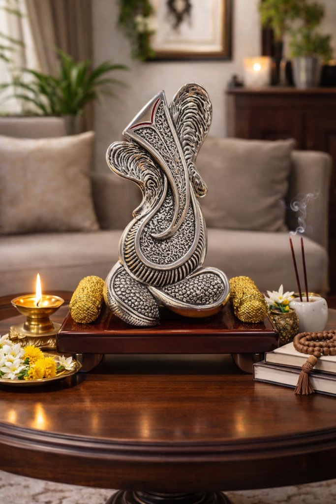 Abstract Ganesha Silver Sculpture