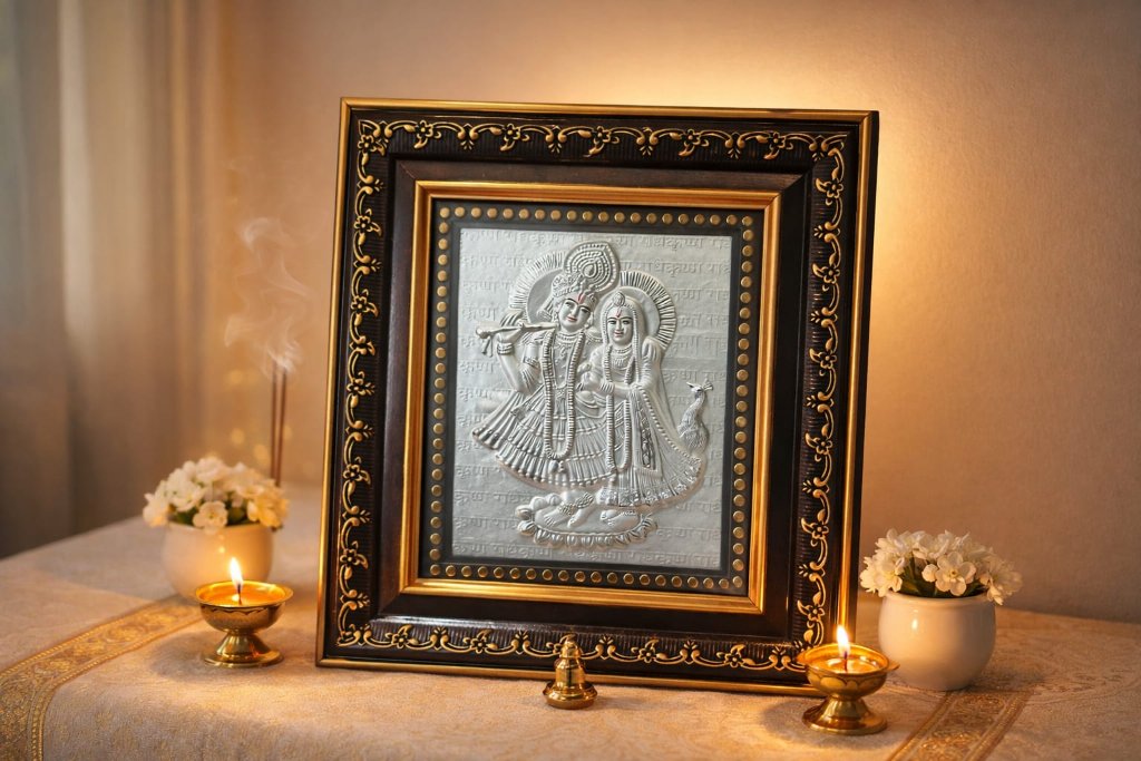 Radha Krishna Silver Frame 2no
