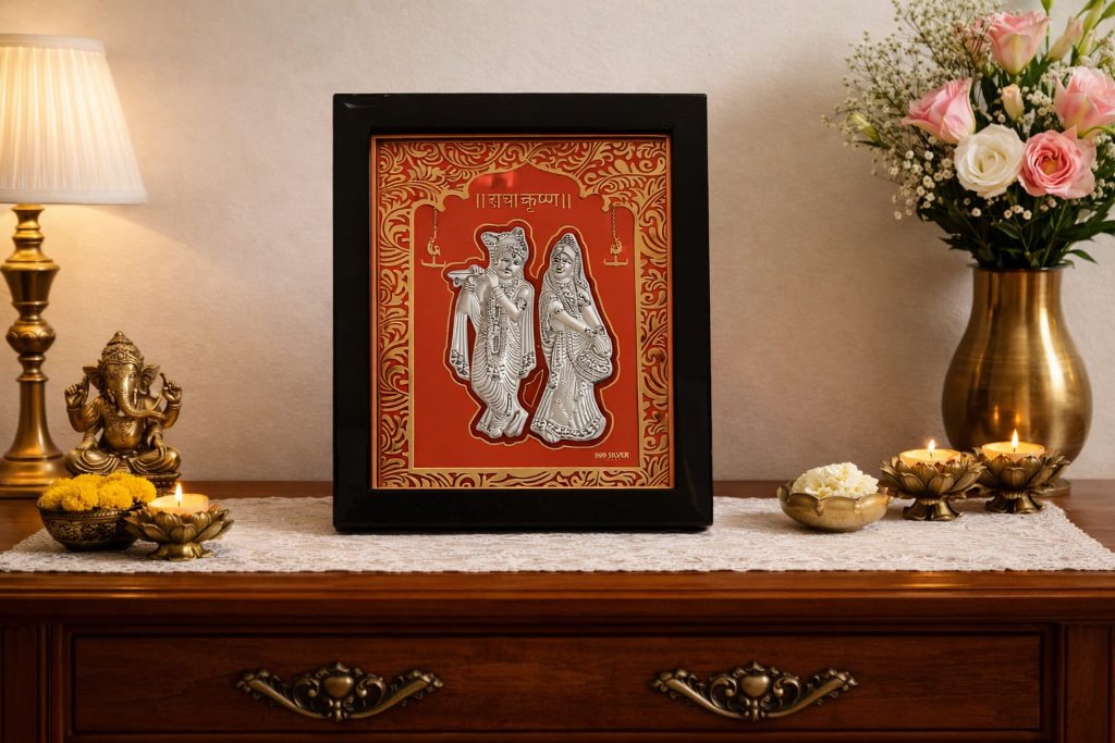 Radha Krishna Red Frame
