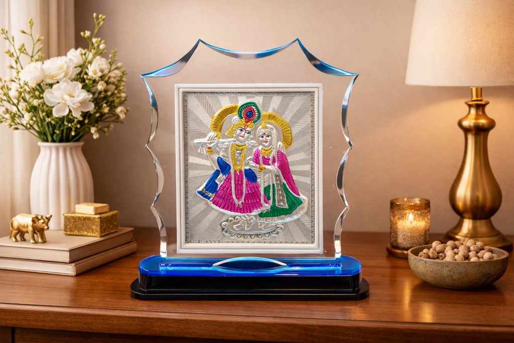Radha Krishna Blue Crystal Frame