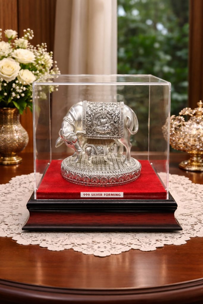 Kamdhenu Cow Silver Idol