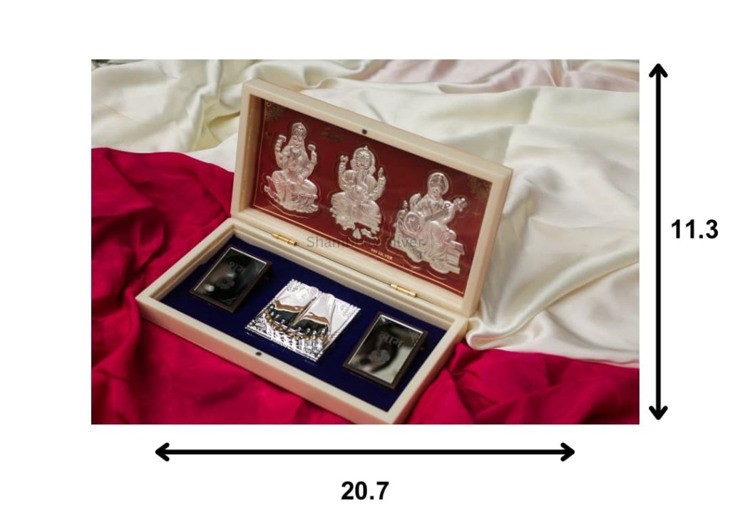 silver trimurti puja box
