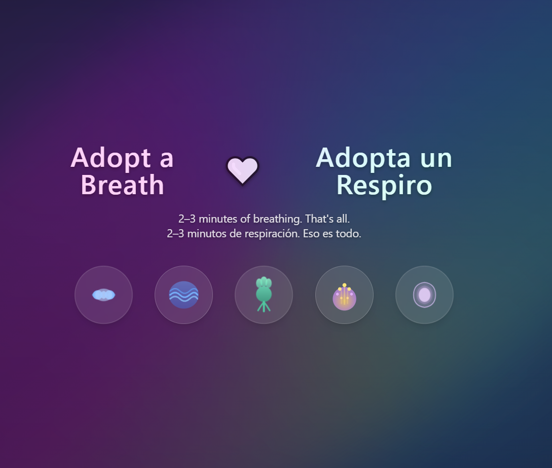 Adopt a Breath - Bilingual Breathing App (English/Spanish) template preview