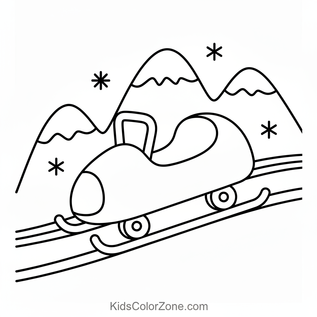 Bobsled Olympic Curve Turn Coloring Page