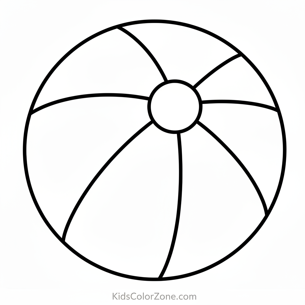 Classic Summer Beach Ball Outline for Kids to Color