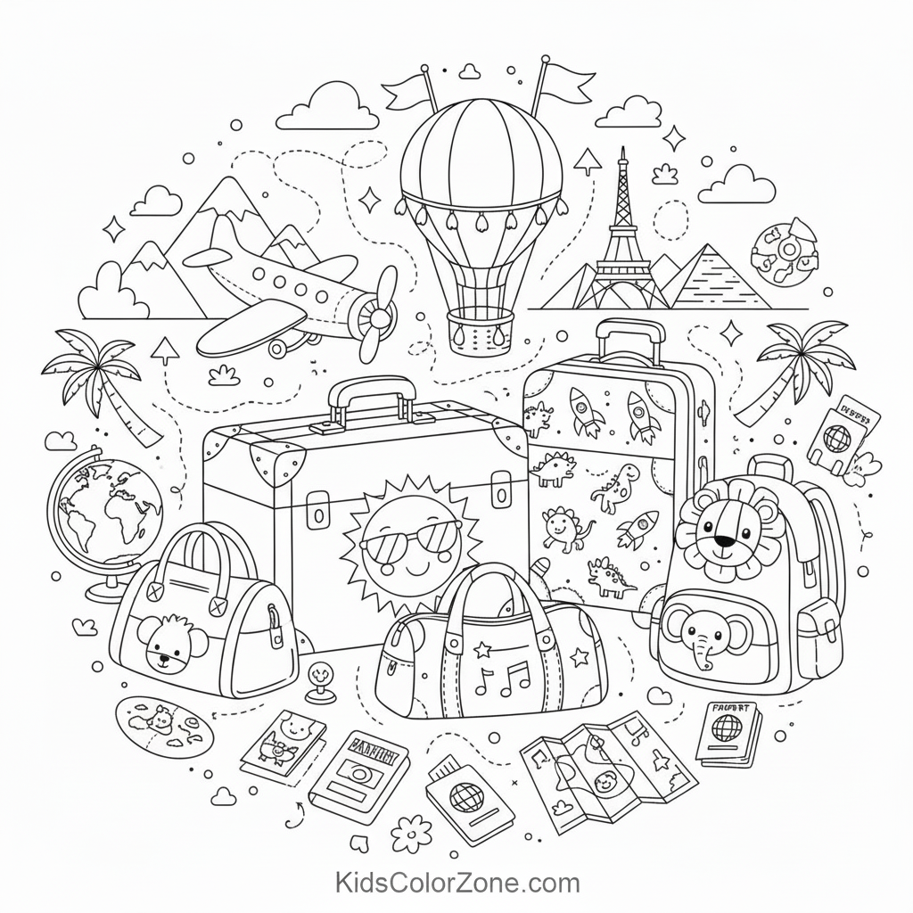 Fun Airplane Trip Doodle for Kids