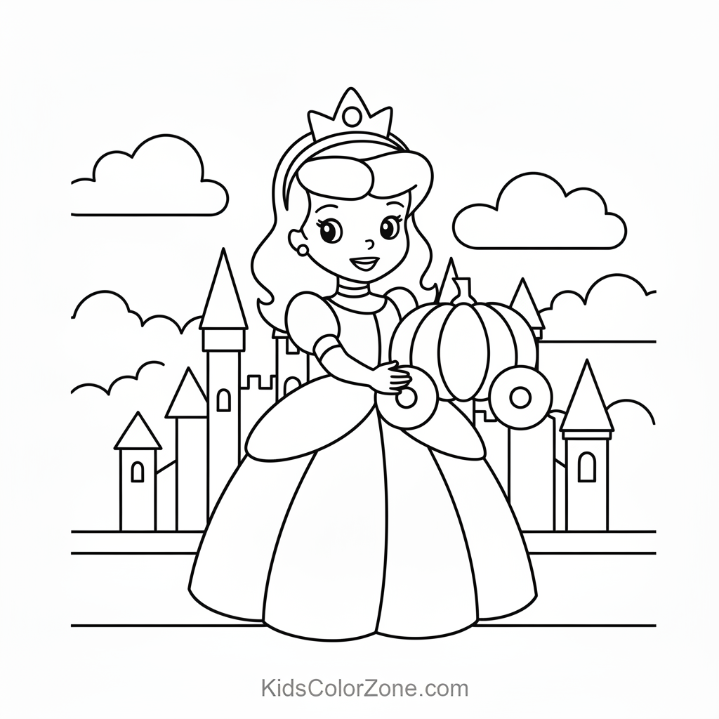 Disney Princess Royal Ball Gown Coloring Page