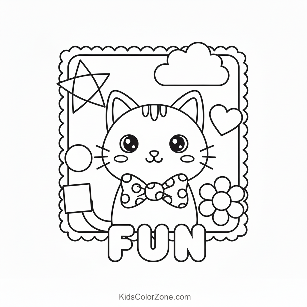 Kawaii Cat with Fun Rainbow Text