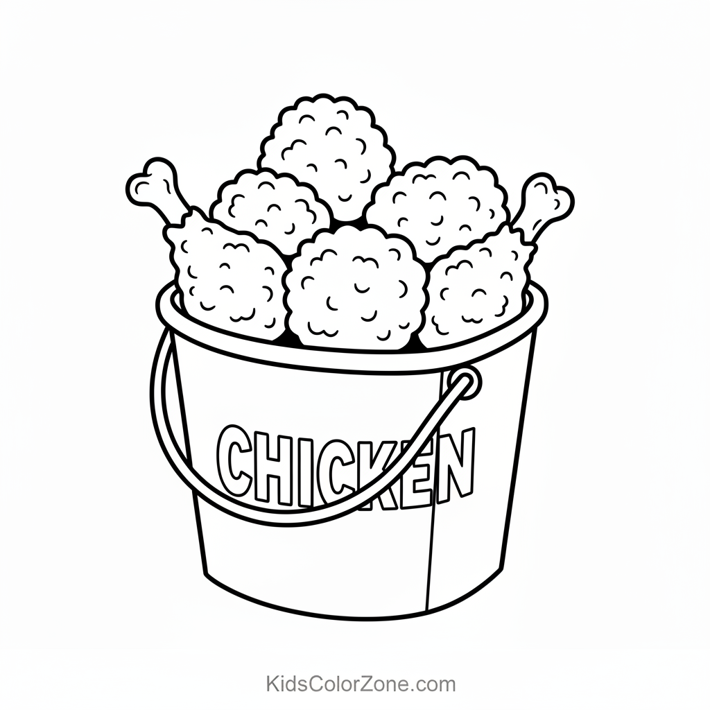 Crispy Fried Chicken Bucket Coloring Page