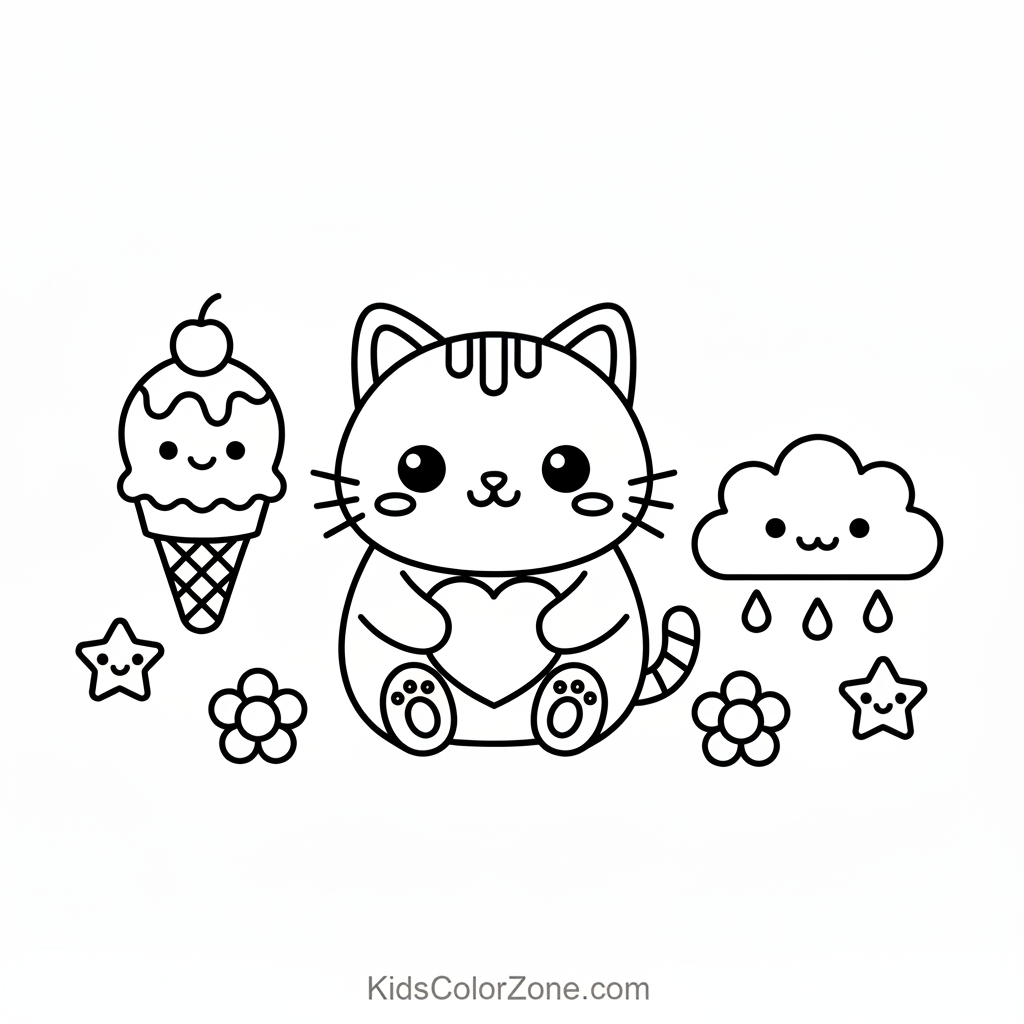 Cute Kitty with Ice Cream Cone