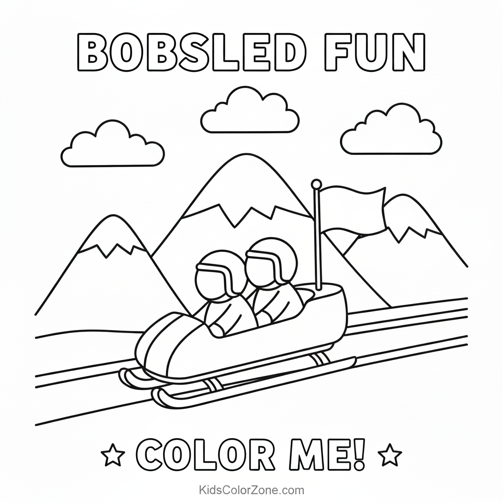 Bobsled HighโSpeed Ice Run Coloring Page