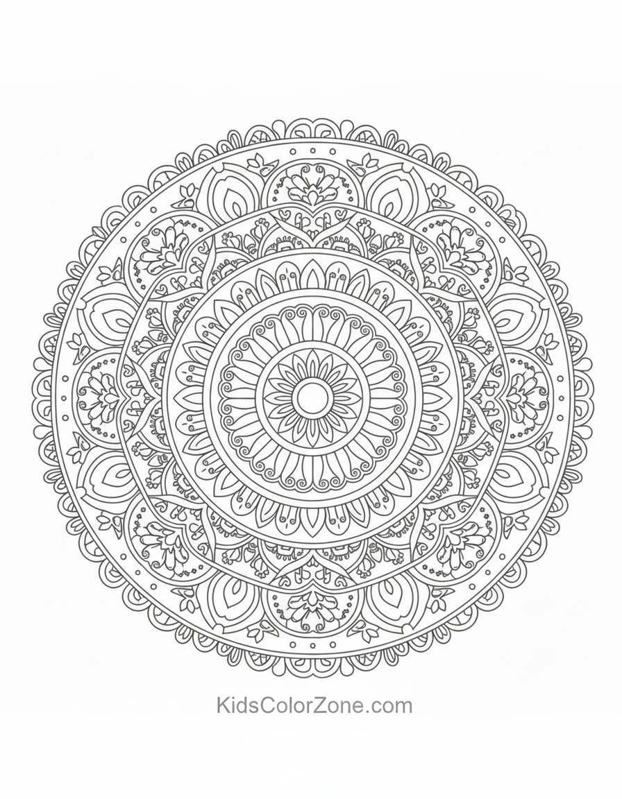Detailed Starburst Lace Mandala for Adults