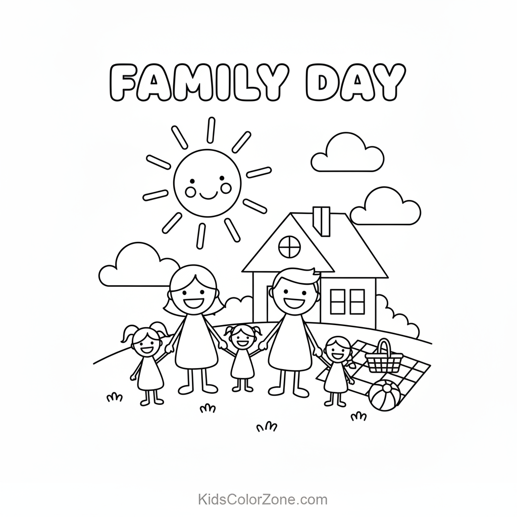 Sunny Family Day Outdoor Park Scene