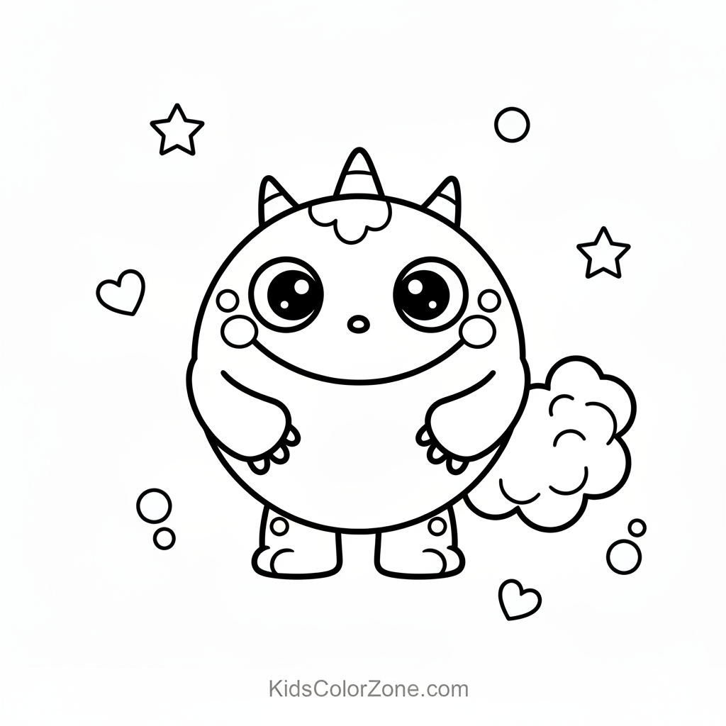 "Magic Night" Cute Horned Monster with Starry Sky Page