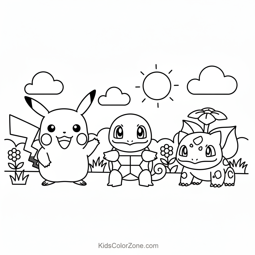 Pokemon Battle Pose Coloring Page