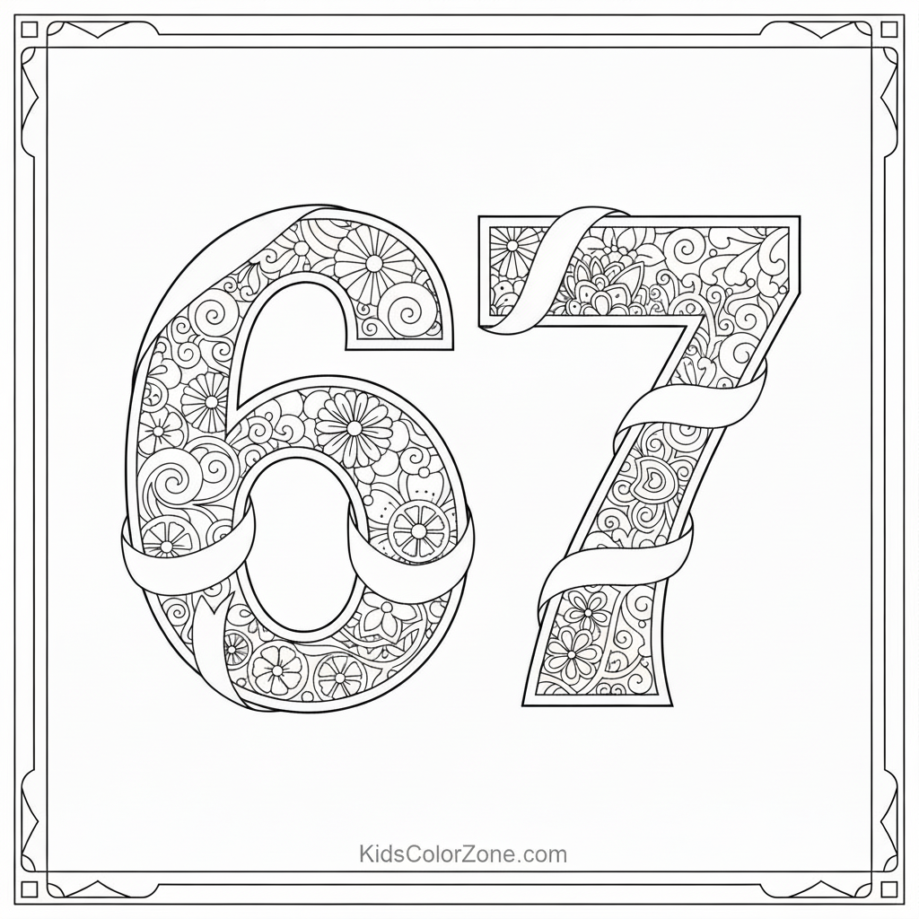 Abstract Geometric Number 67 Coloring Page