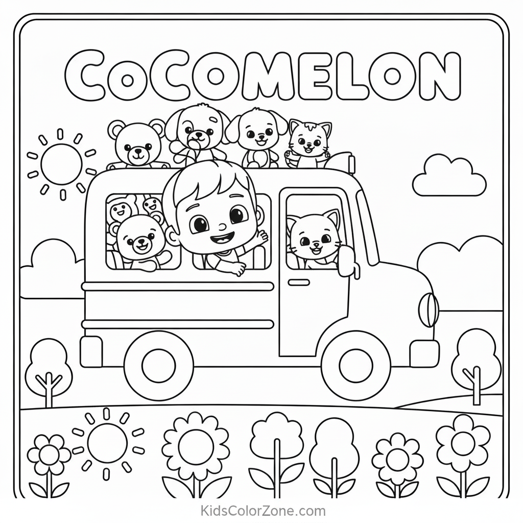 Cocomelon Friends & Bus Fun Activity Page