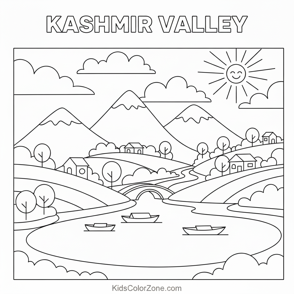 Kashmir Valley | Coloring Page