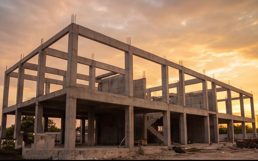 Construction Moderne - Projet architectural au coucher du soleil