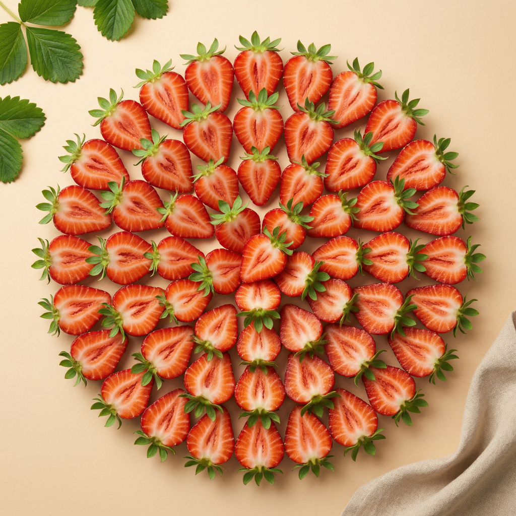 Strawberry Art - Composition artistique en flat lay
