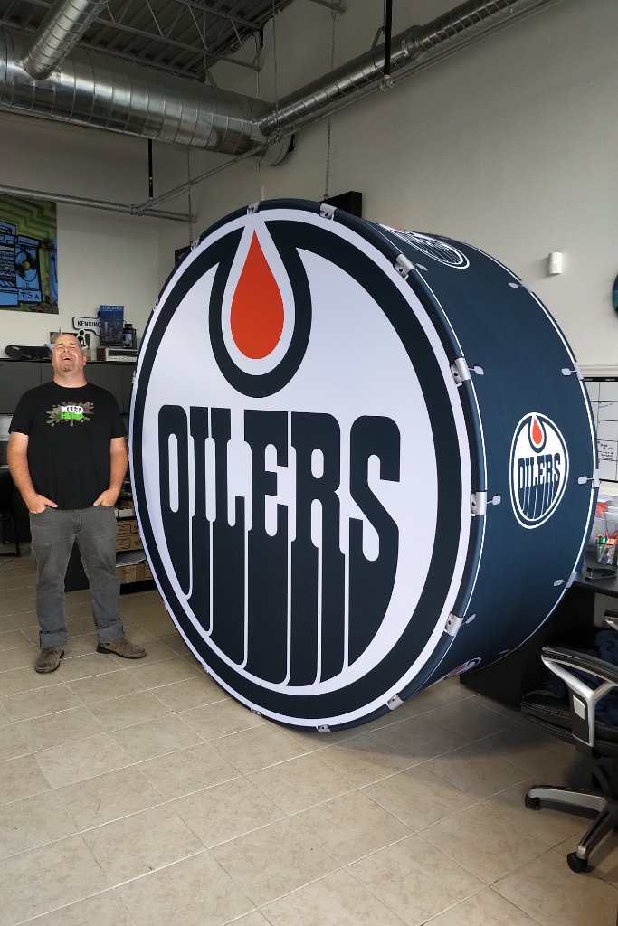 Oilers Textile Backdrop Display