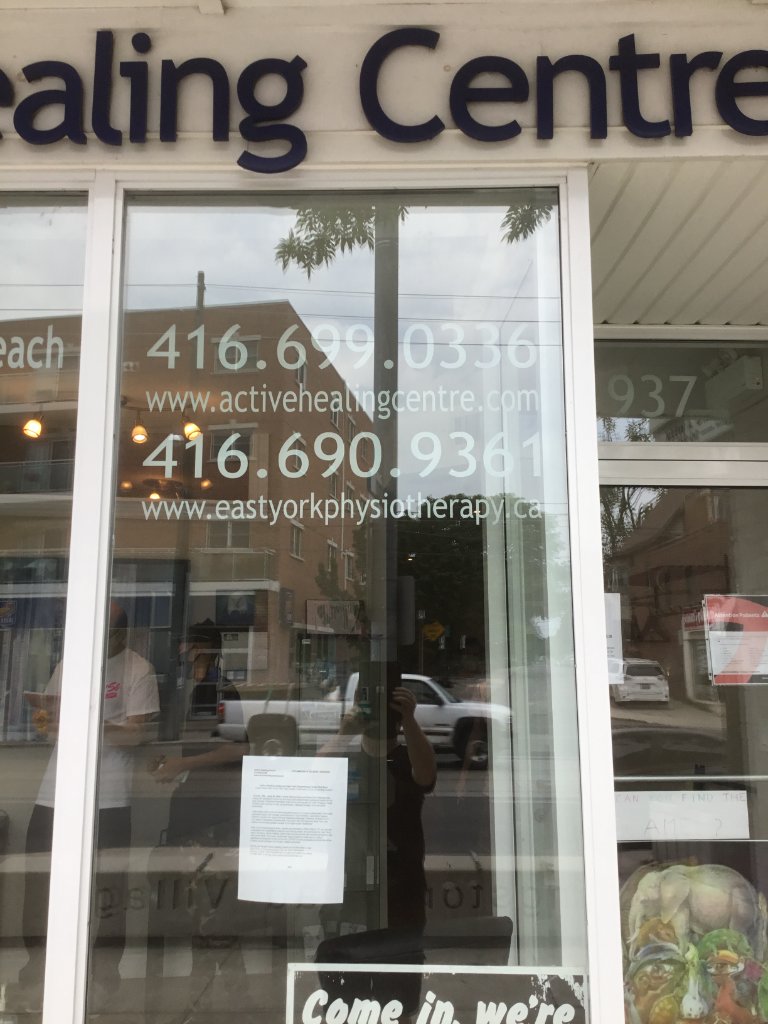 Active Healing Centre - Window Contact Info
