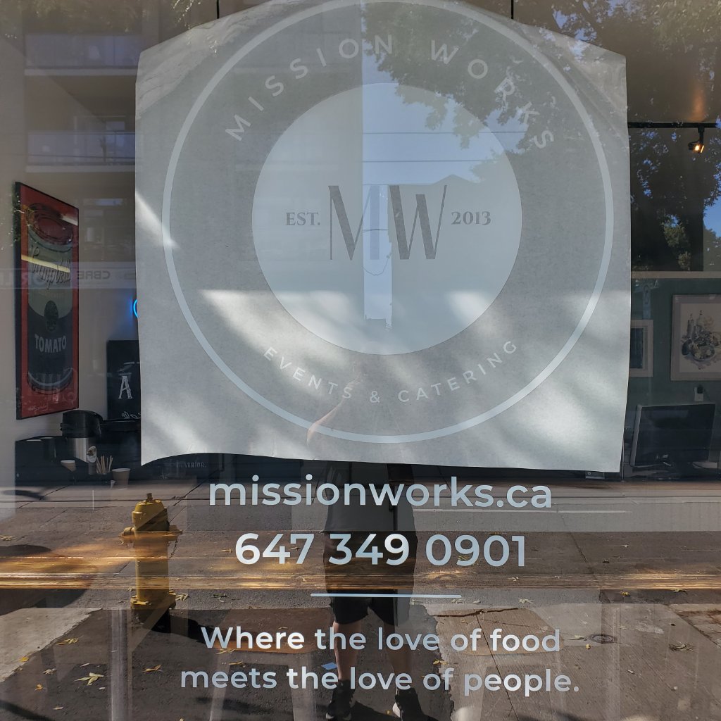 Mission Works - Frosted Window Logo