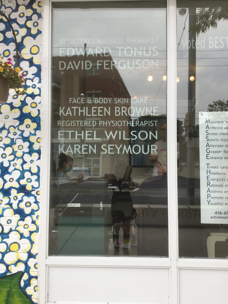 Active Healing Centre - Window Lettering Staff Names